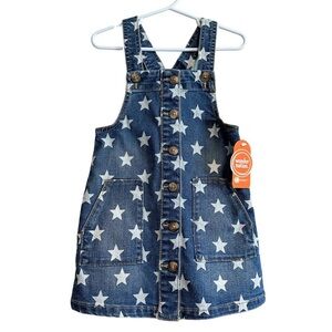 Wonder Nation Blue Star Patterned Kids Denim Dress NWT Size 3T